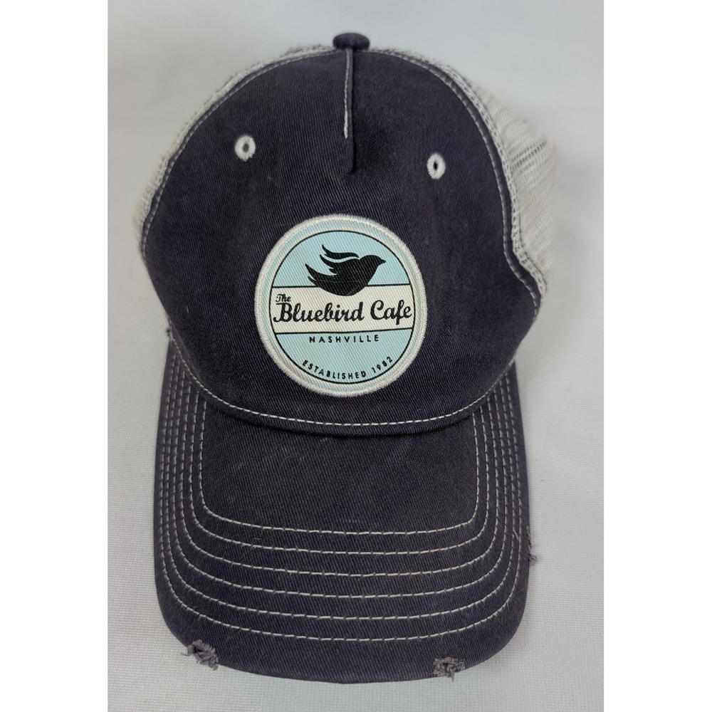 Vintage Bluebird Cafe Nashville Trucker Hat Navy Blue Mesh Snapback Distressed